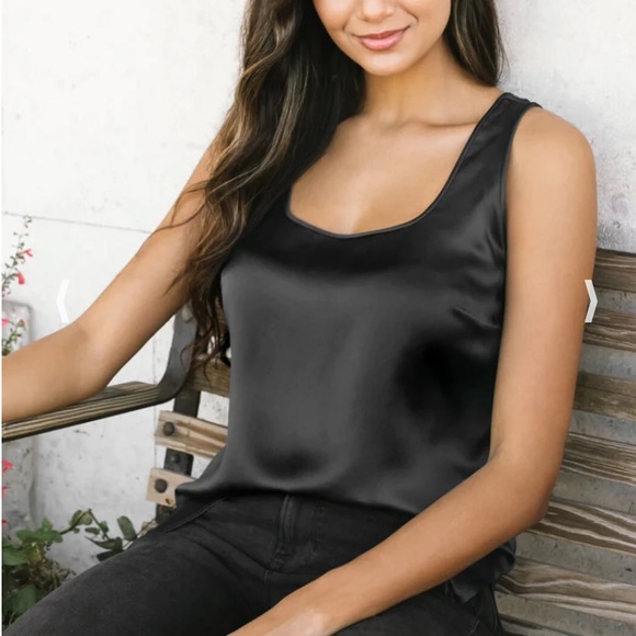 Vintage Tops - Vintage Black Silk Sleeveless Top
